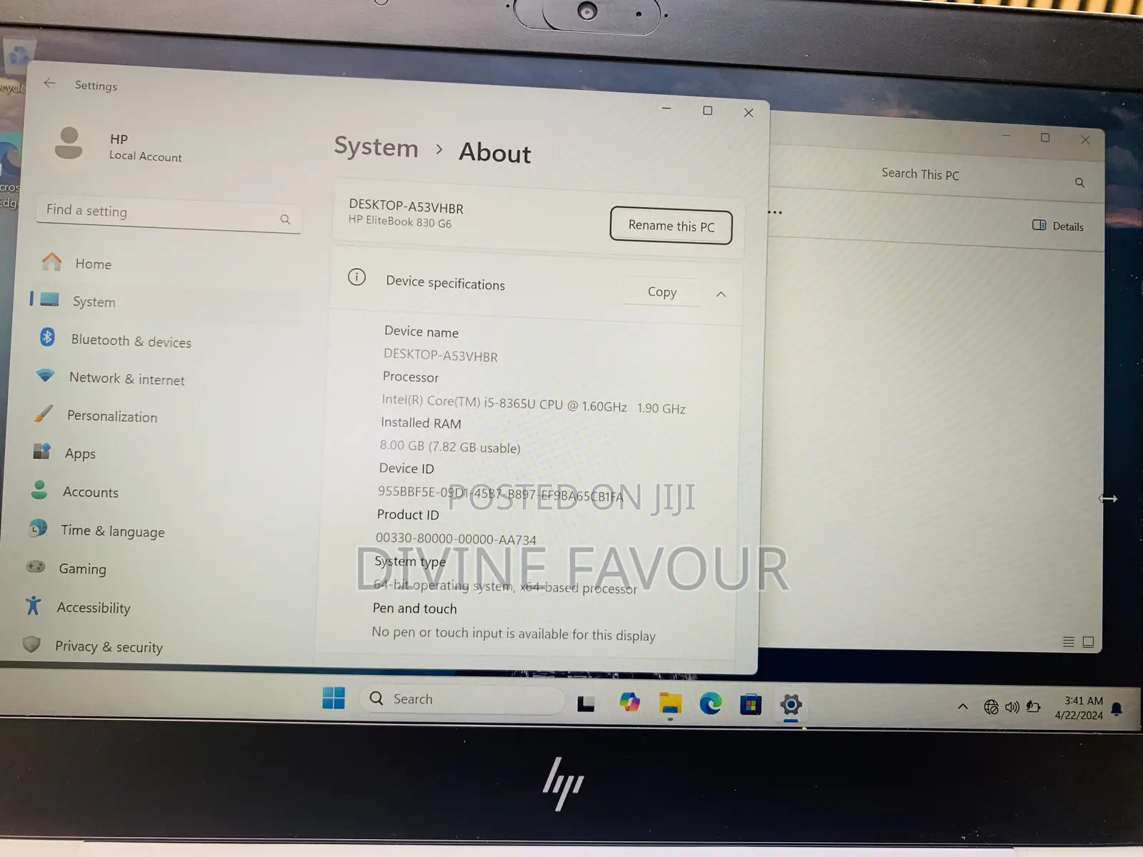Laptop HP EliteBook 830 G6 8GB Intel Core i5 SSD 256GB