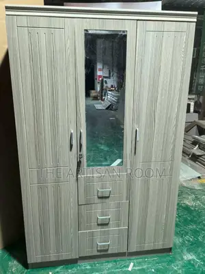 Three Door Ash Wardrobe (1 Mirror Middle)