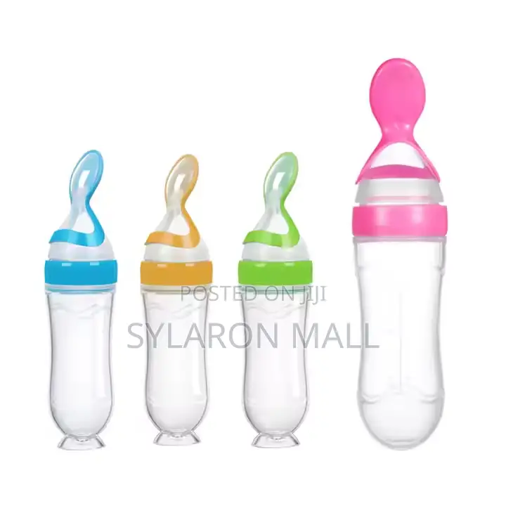Baby Feeding Squeeze Bottle With Spoon Tip – Silicone Food Feeder