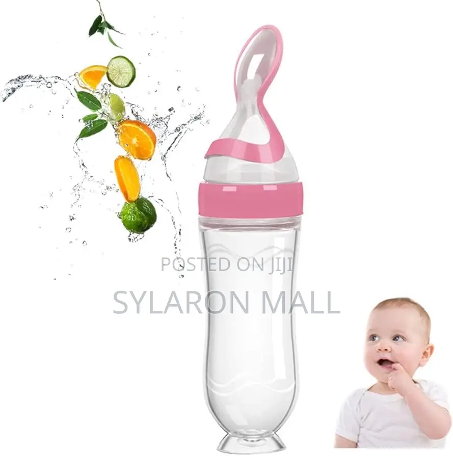Baby Feeding Squeeze Bottle With Spoon Tip – Silicone Food Feeder