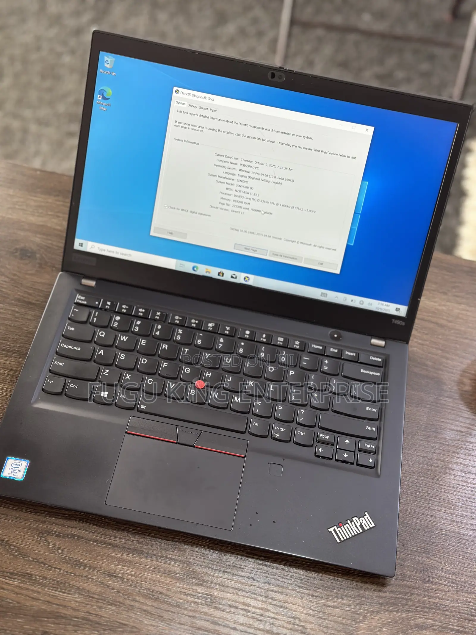 New Laptop Lenovo Thinkpad T490s 8GB Intel Core I5 SSD 256GB