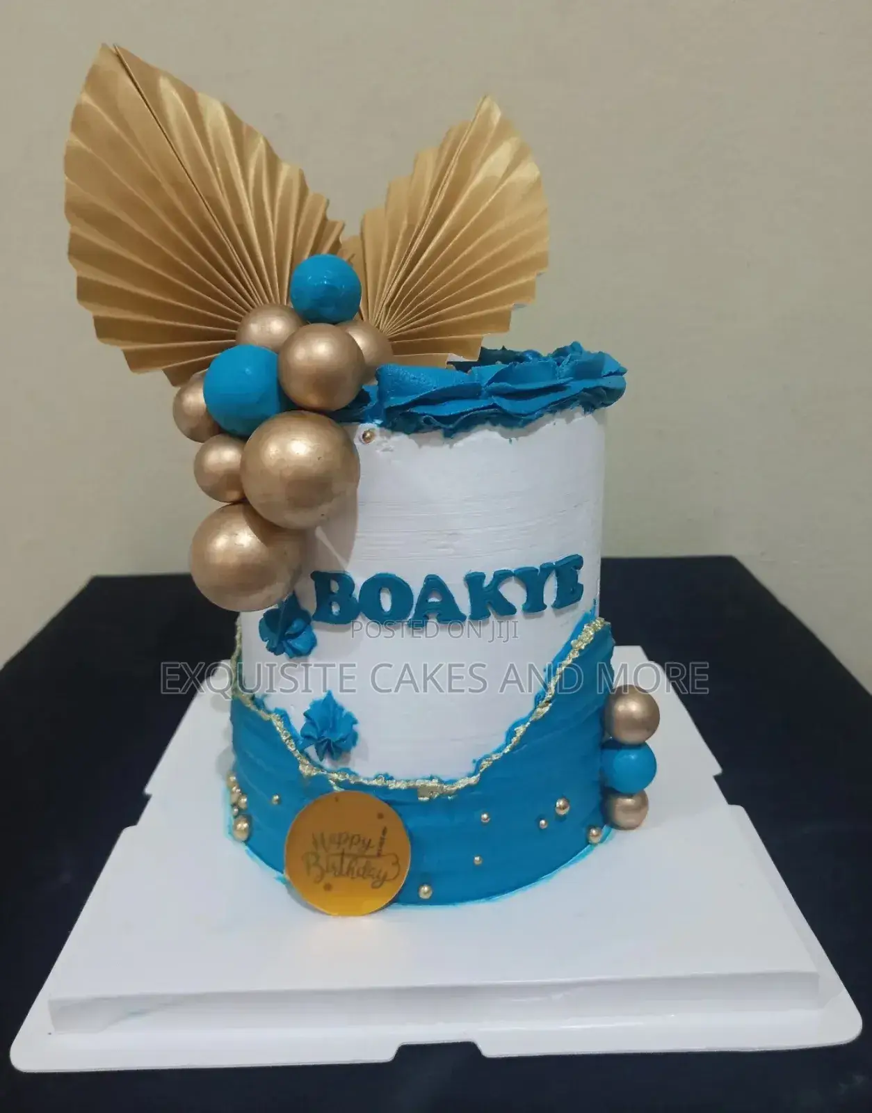Turquoise Blue Birthday Cake / Anniversary Cake