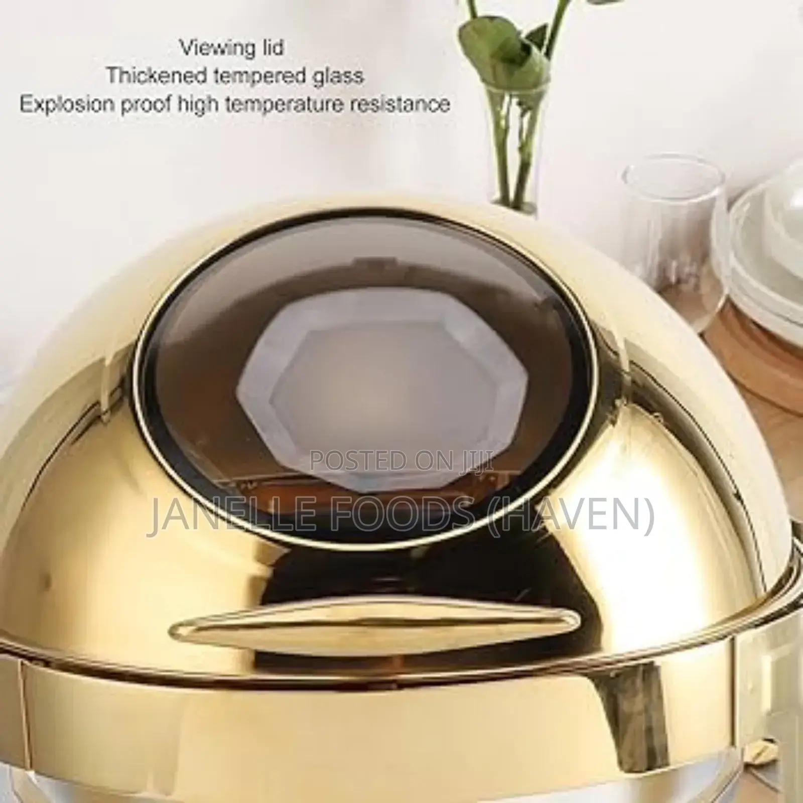 Gold-toned 6-quarts Round Chafing Dish