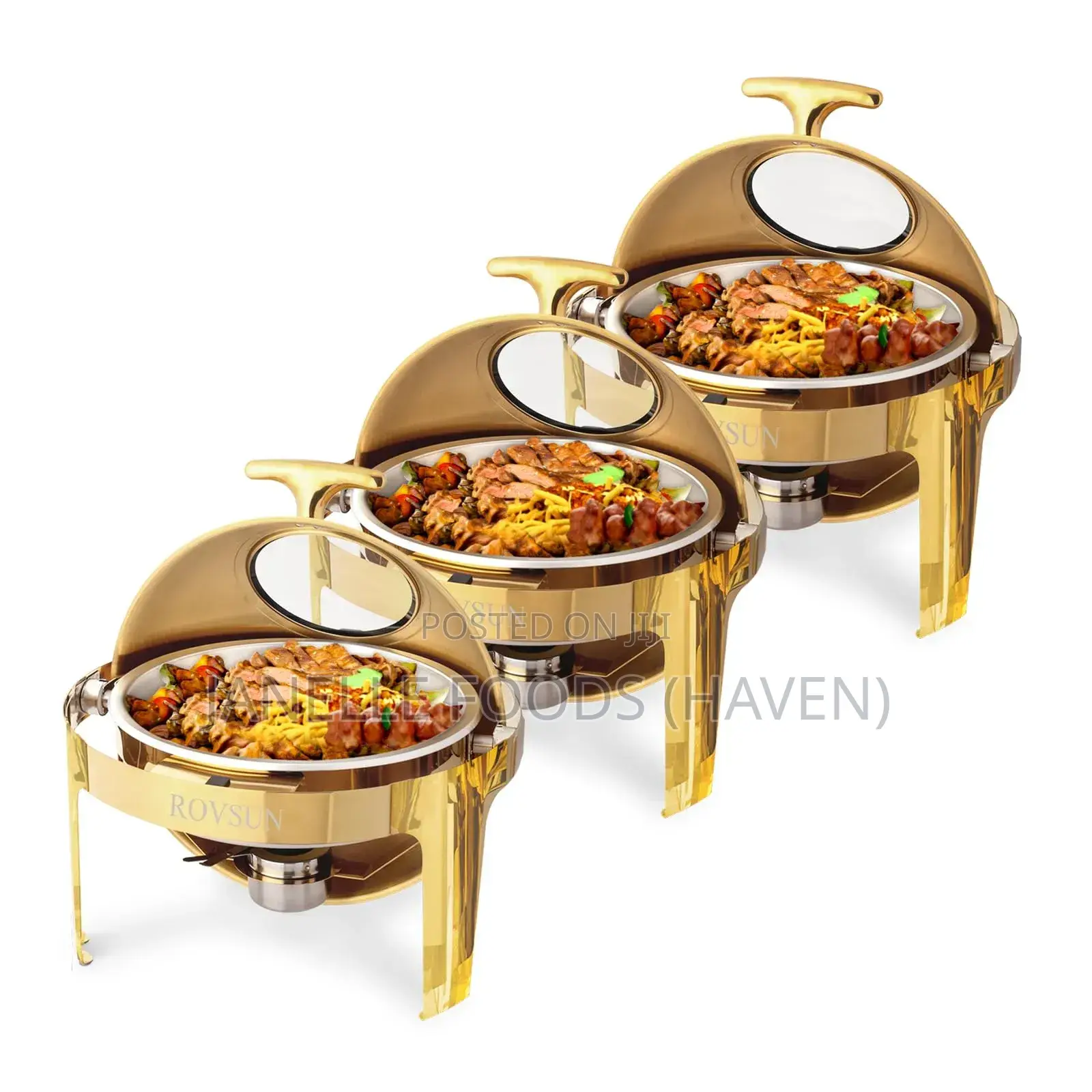 Gold-toned 6-quarts Round Chafing Dish