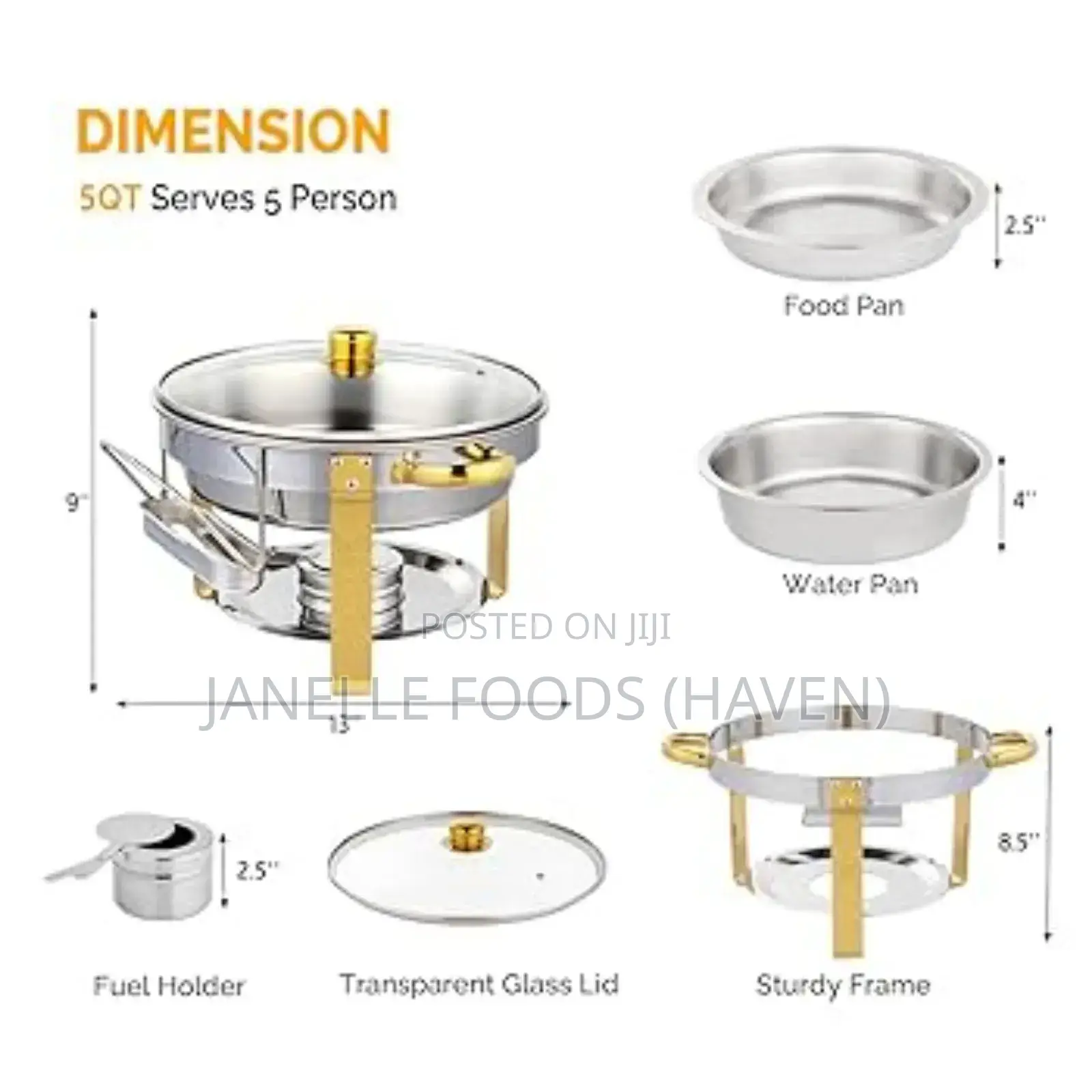 Glass-Lid Oval Stainless Steel Chafing Dishes (5.2 Quartz)