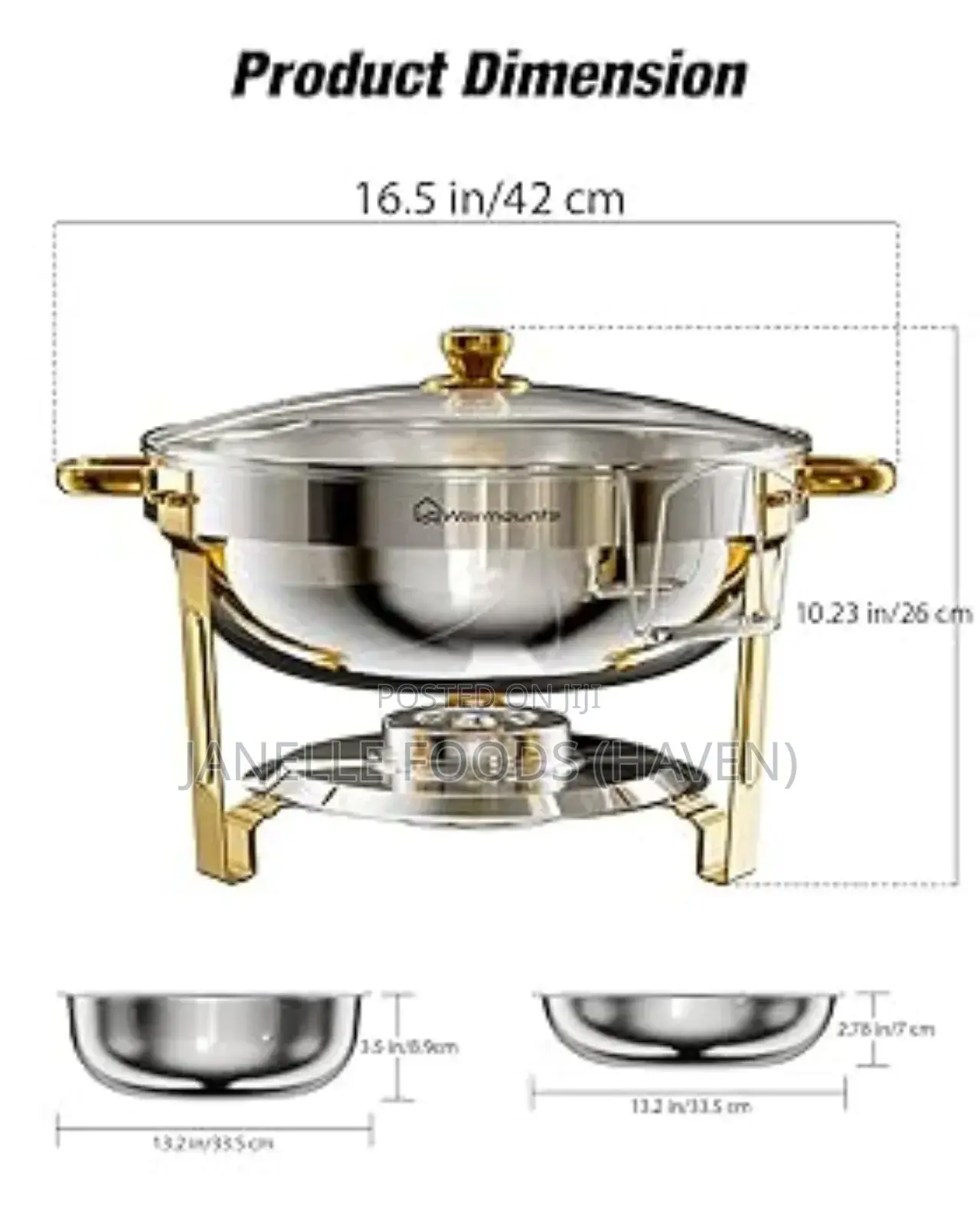Glass-Lid Oval Stainless Steel Chafing Dishes (5.2 Quartz)