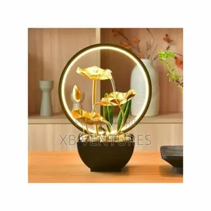 Usb Powered Tabletop Fountain With Natural Rocks and Led Light Ring
