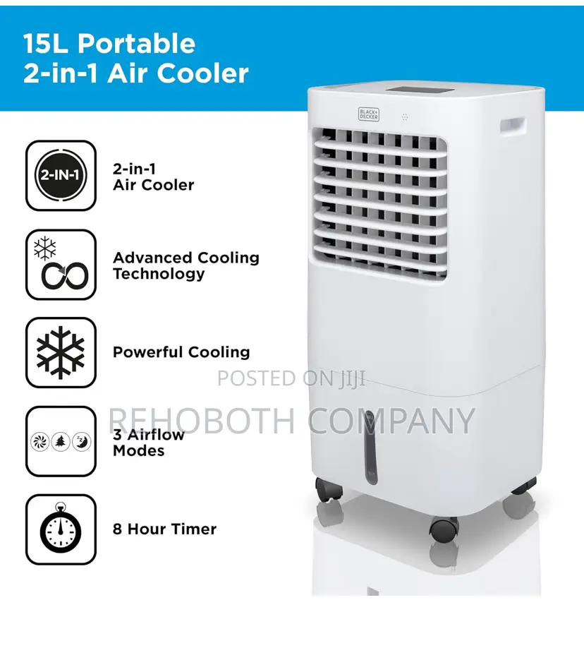 Black+Decker, Bxac65007gb, 15l Portable 2-in-1 Air Cooler,