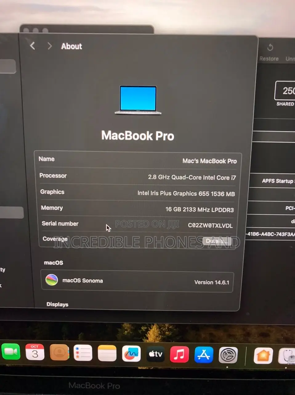New Laptop Apple MacBook Pro 2019 16GB Intel Core i7 SSD 256GB