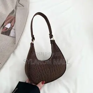 Croc-Pattern Baguette Shoulder Bag