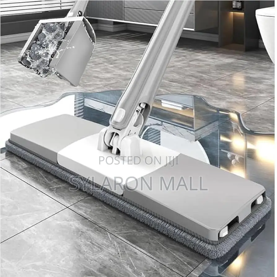 Flat Mop With Squeeze Bucket – Hands-Free Cleaning System