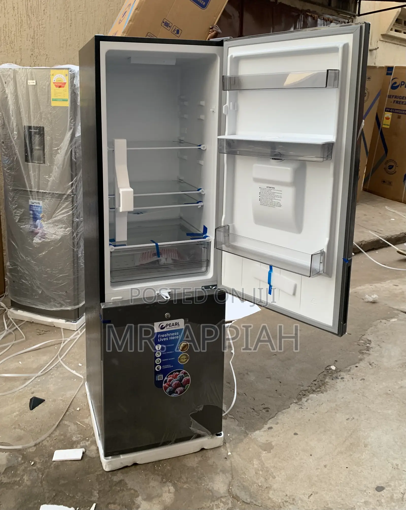 Unique Pearl Pf-370-13m—-262ltr Bottom Mount Freezer Fridge(Gray)