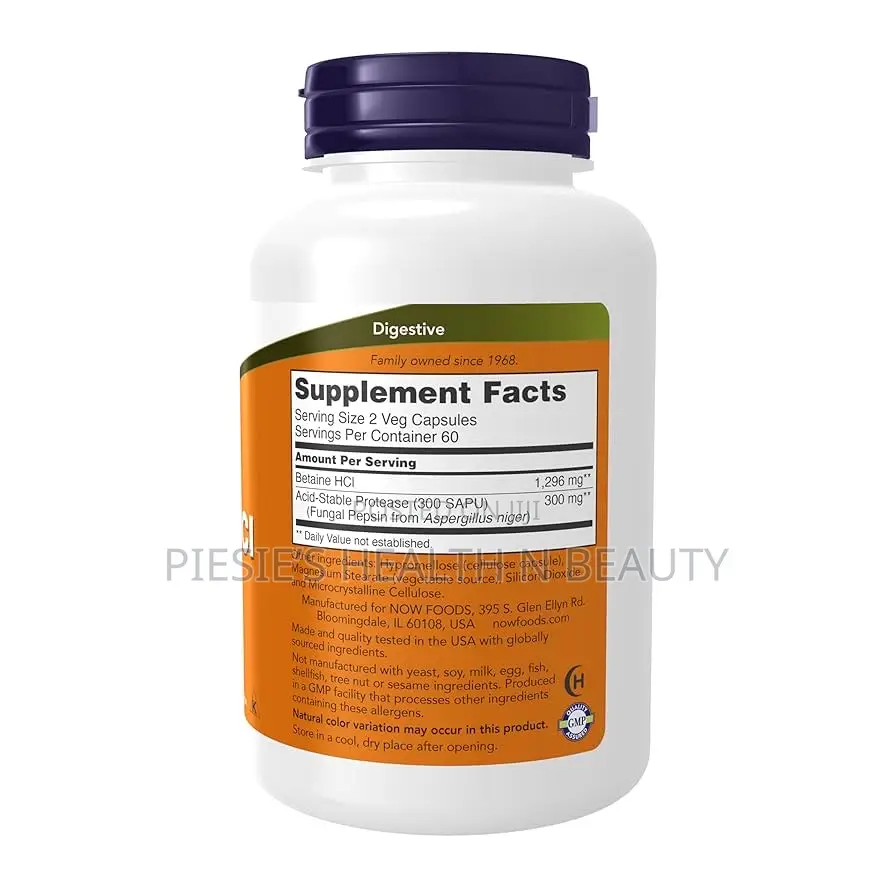 Now Foods Betaine HCL 648 Mg ,Vegan, Digestive Support 120s