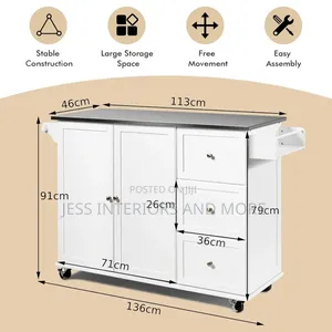 Kitchen Island Cart With Stainless Steel Countertop