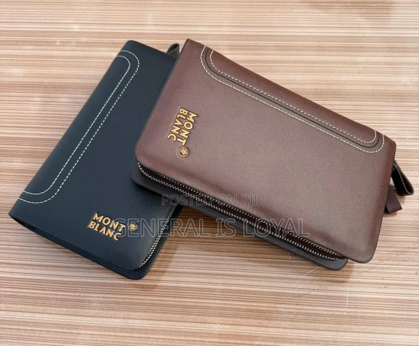 Leather Mont Blanc Men’S Hand Cluth  Double  Zip