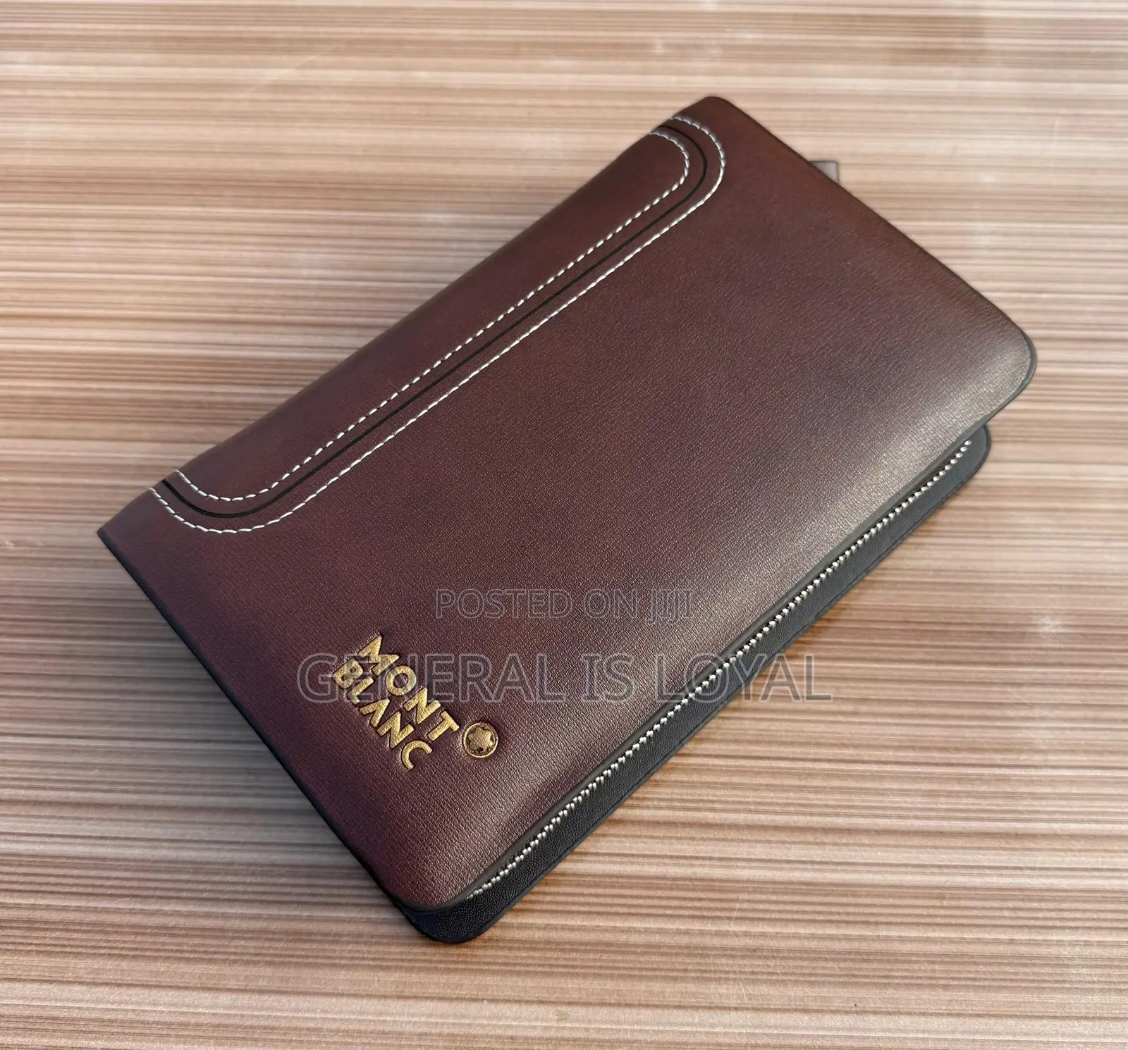 Leather Mont Blanc Men’S Hand Cluth  Double  Zip