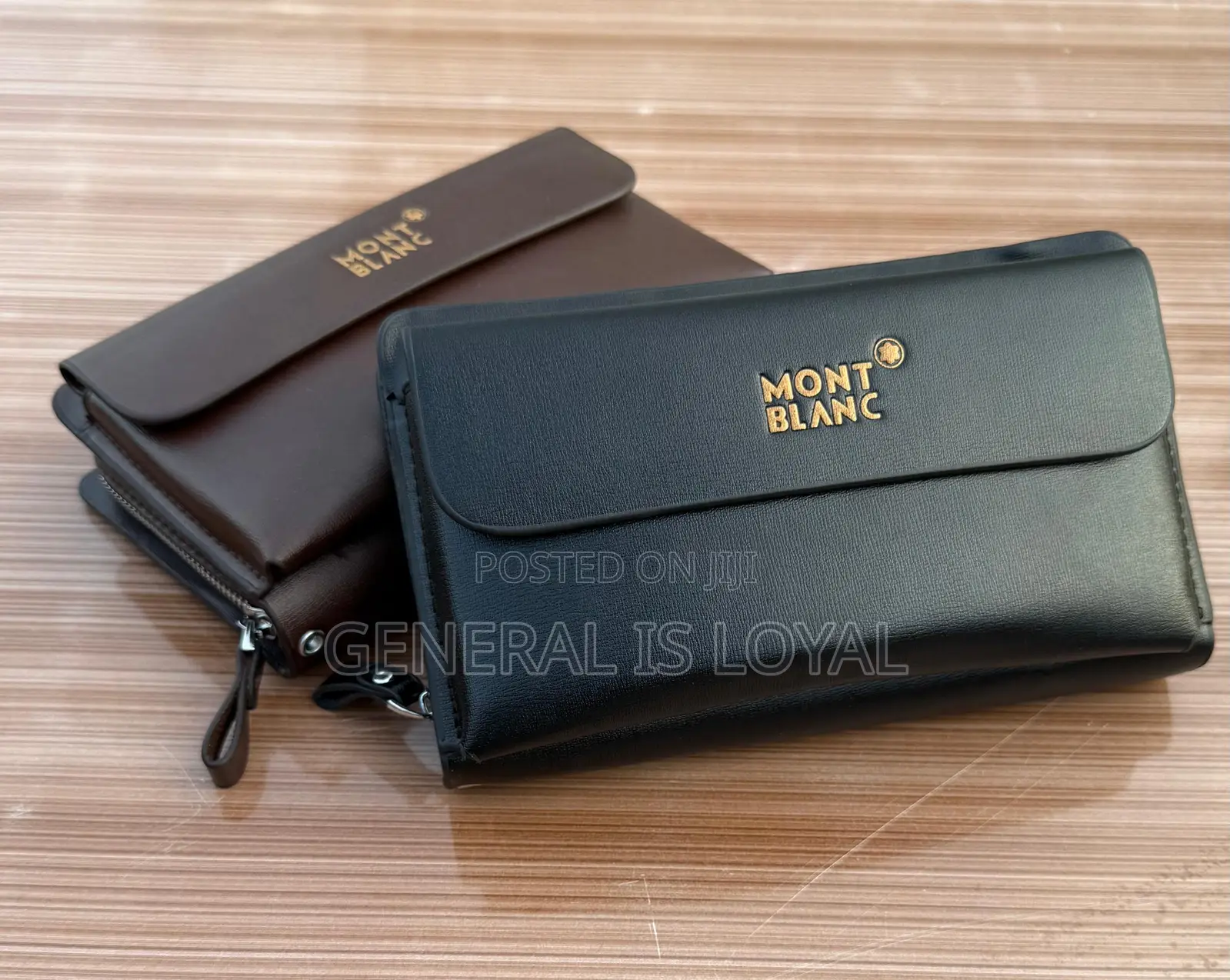 Leather Mont Blanc Men’S Hand Cluth  Double  Zip