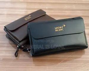 Leather Mont Blanc Men’S Hand Cluth  Double  Zip