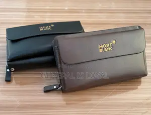 Leather Mont Blanc Men’S Hand Cluth  Double  Zip