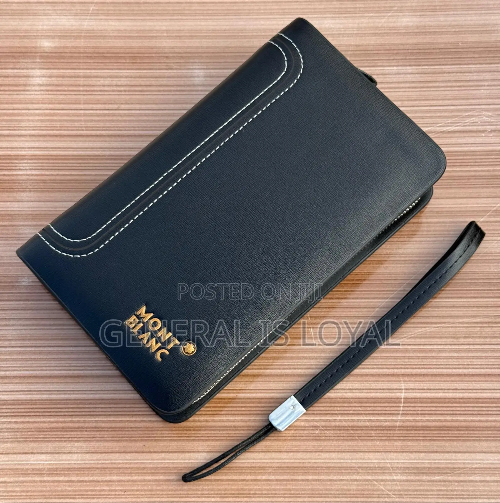 Leather Mont Blanc Men’S Hand Cluth  Double  Zip