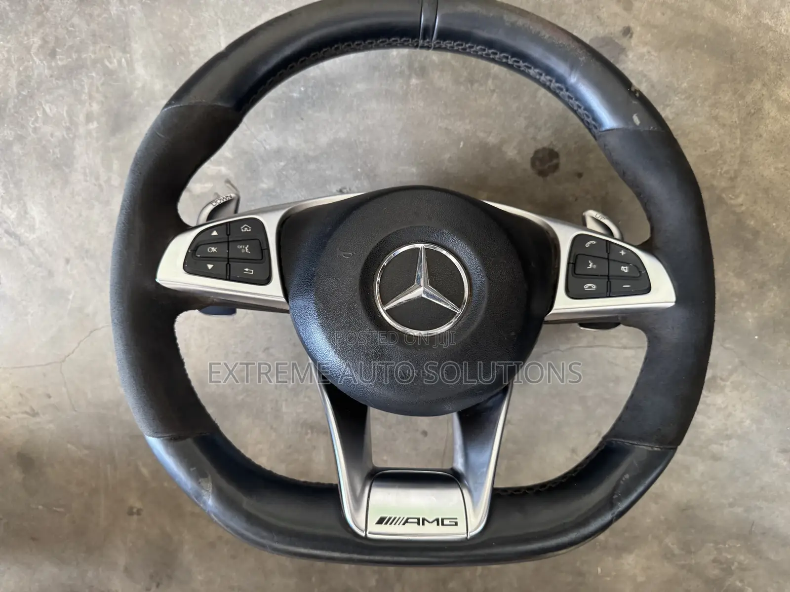 Mercedes-benz Black Amg Steering Wheel Leather Black For C300 2017 Oem