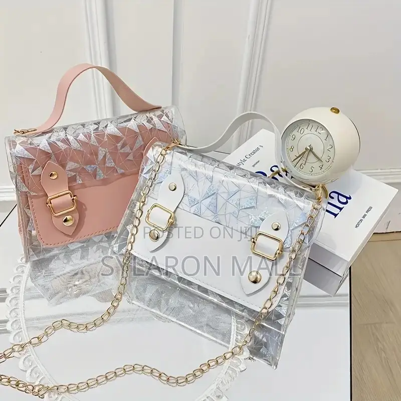 Holographic Transparent Satchel With Buckle Straps