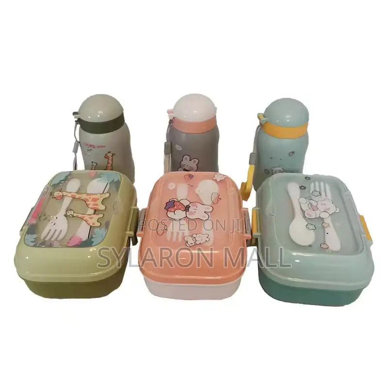 Kids Cartoon Lunch Box Water Bottle Set