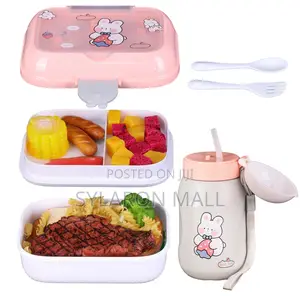 Kids Cartoon Lunch Box Water Bottle Set