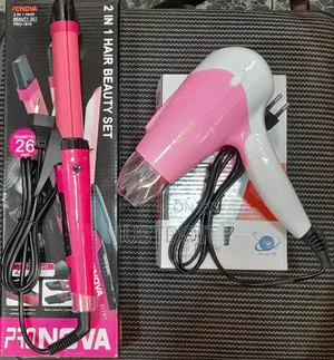 Hair Straightener With Curler and Hair Dryer Package.