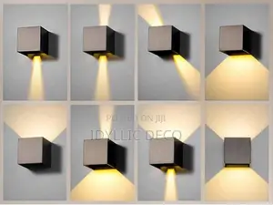 Metallic Adjustable Cube Wall Lamp for Indoor Outdoor Use