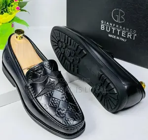Gianfranco Butteri Black Color Men Leather Loafers Shoe