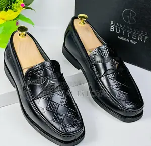 Gianfranco Butteri Black Color Men Leather Loafers Shoe
