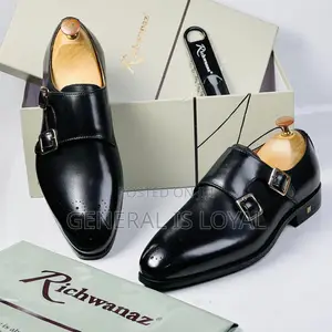 Richwanaz Monk Strap Black Leather Men’S Shoe