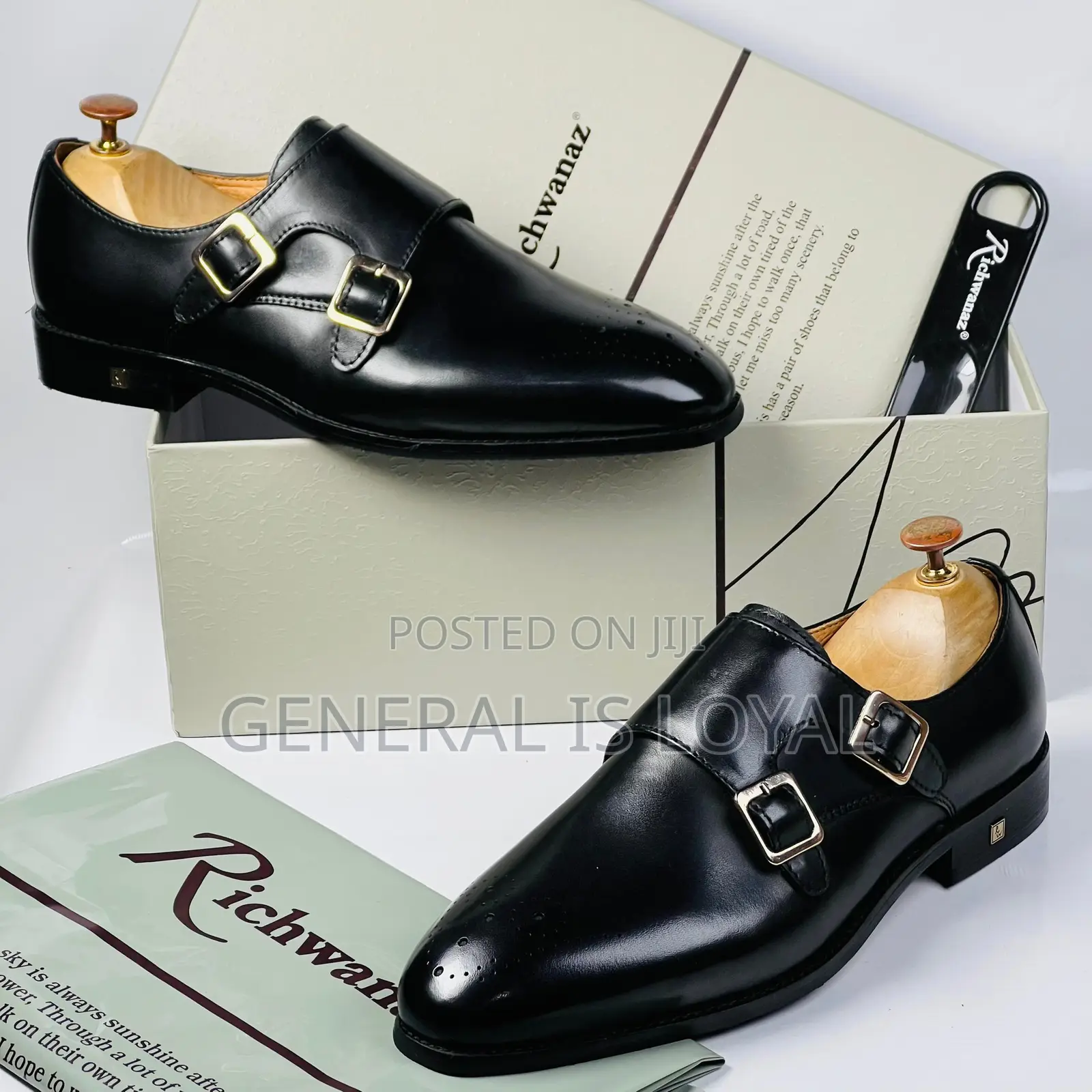 Richwanaz Monk Strap Black Leather Men’S Shoe