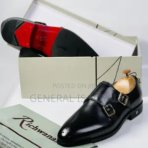 Richwanaz Monk Strap Black Leather Men’S Shoe