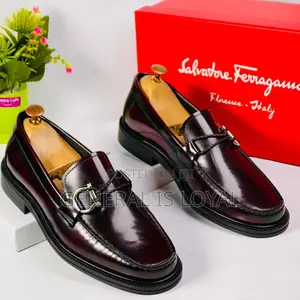 Salvatore Ferragamo Wine Men’S Leather Laceless Shoe