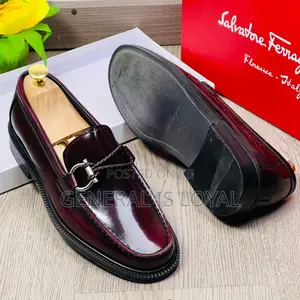 Salvatore Ferragamo Wine Men’S Leather Laceless Shoe