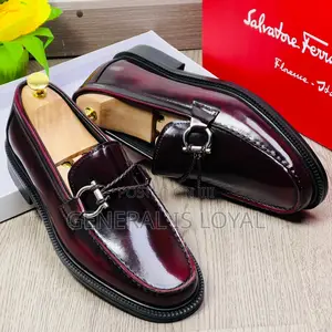 Salvatore Ferragamo Wine Men’S Leather Laceless Shoe