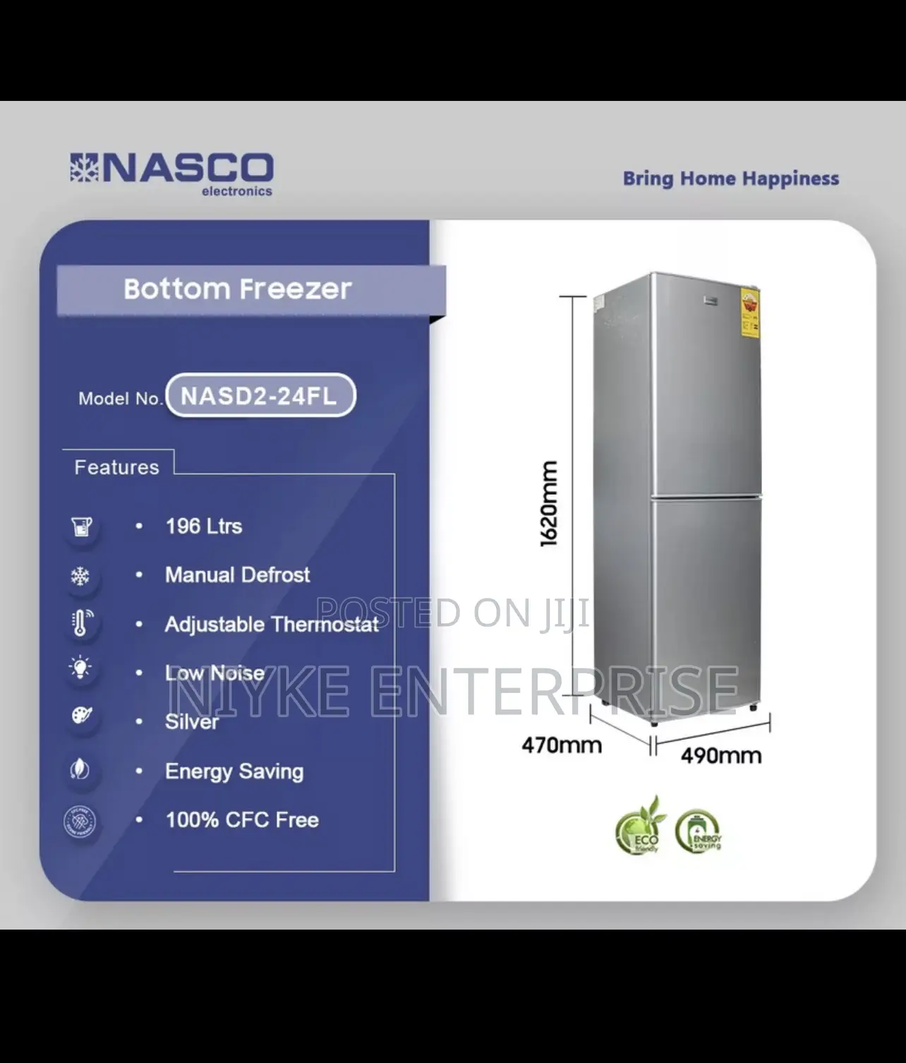 Nasco Nasd2-24fl (196l Bottom Freezer Fridge)