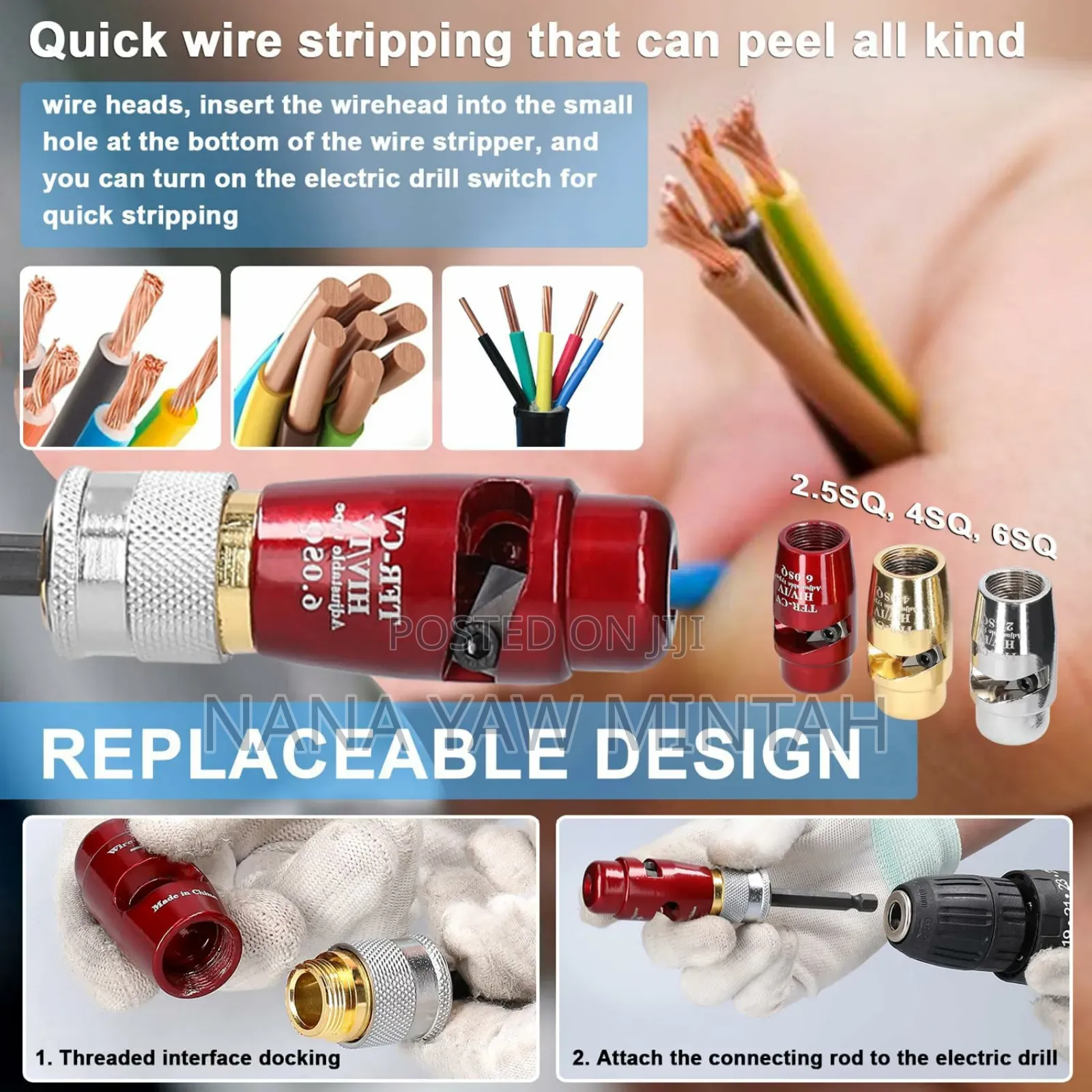 Quick Wire Stripper And Cable Twister Battery Drill Use