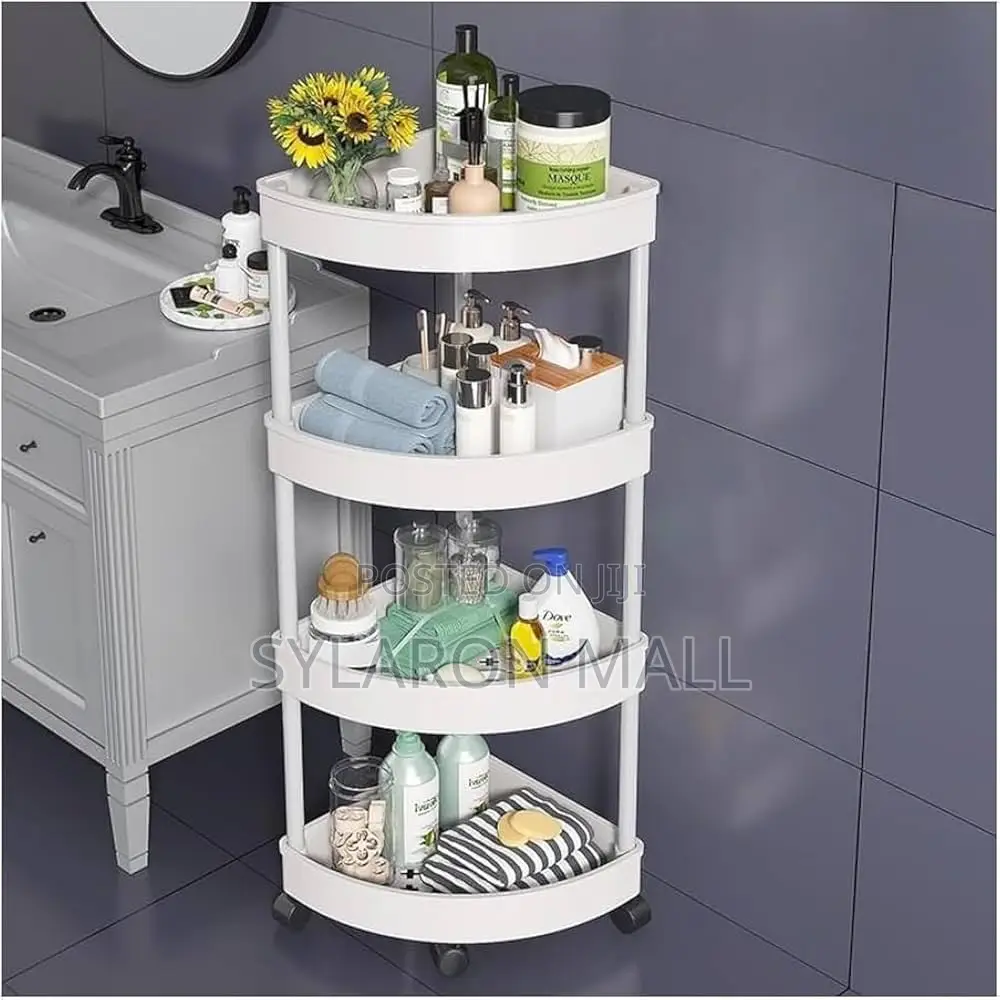 Multi-Tier Rotating Corner Storage Rack With Wheels