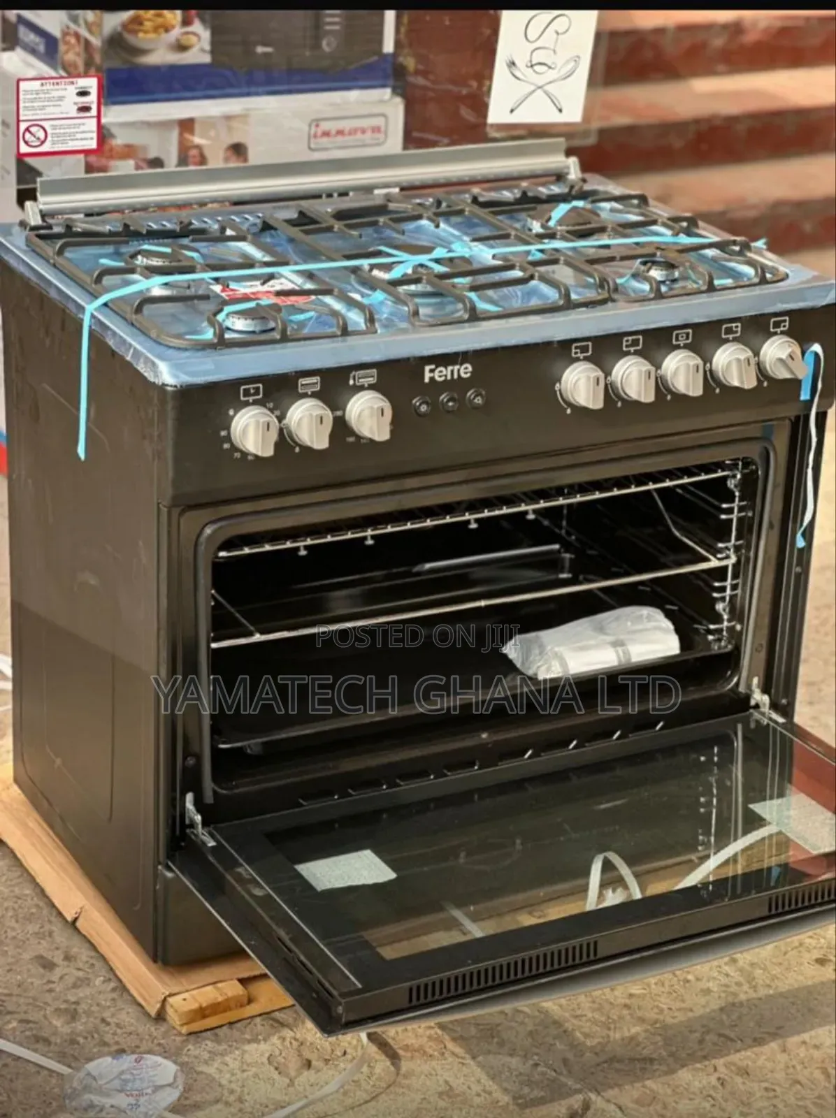 Ferre 90x60 5gas Burner  Auto Ignition Gas Stove With Oven And Grill
