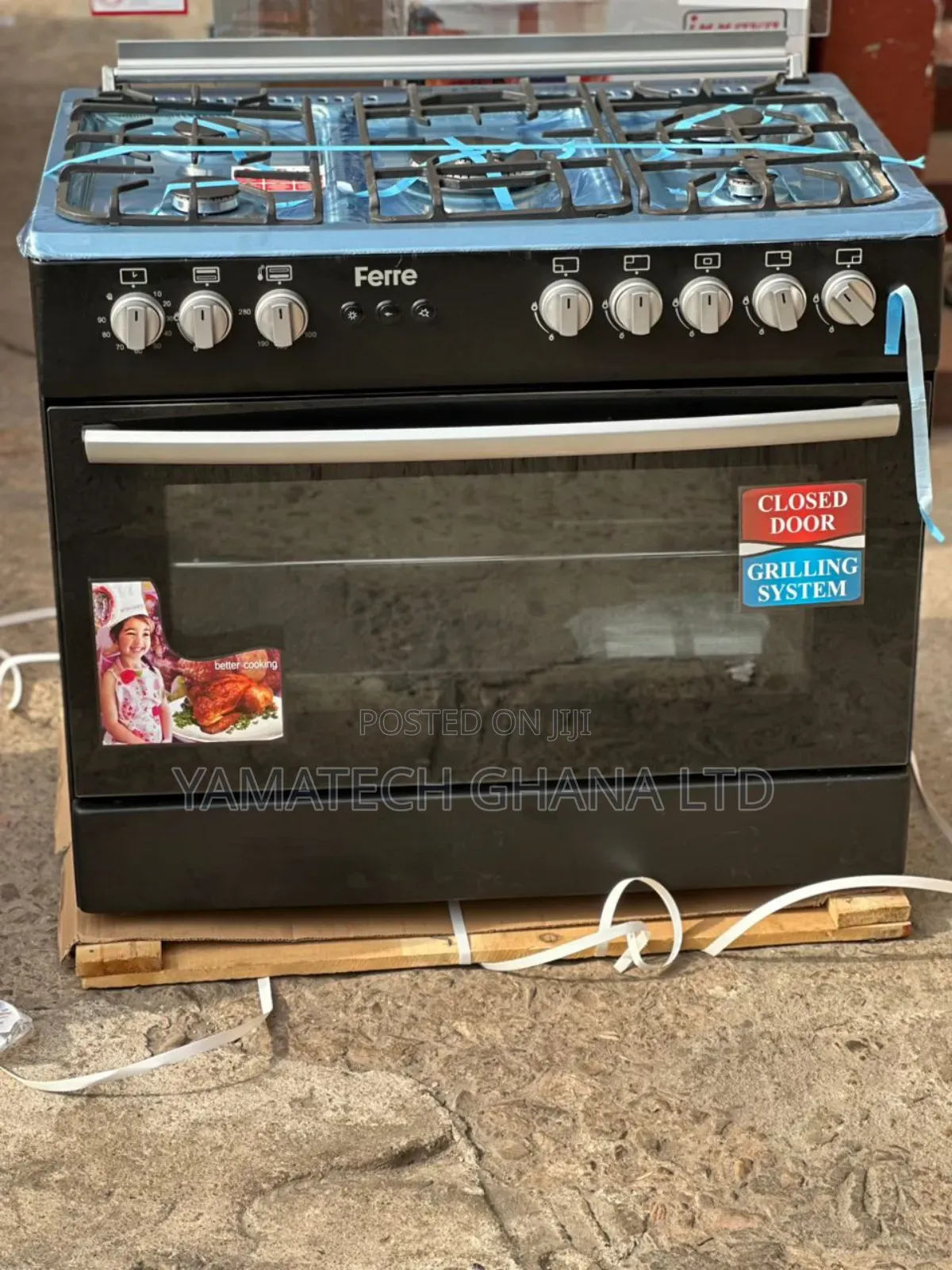 Ferre 90x60 5gas Burner  Auto Ignition Gas Stove With Oven And Grill