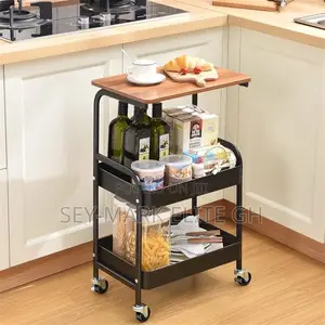 3 Tier Multipurpose Metal Basket With Wooden Top