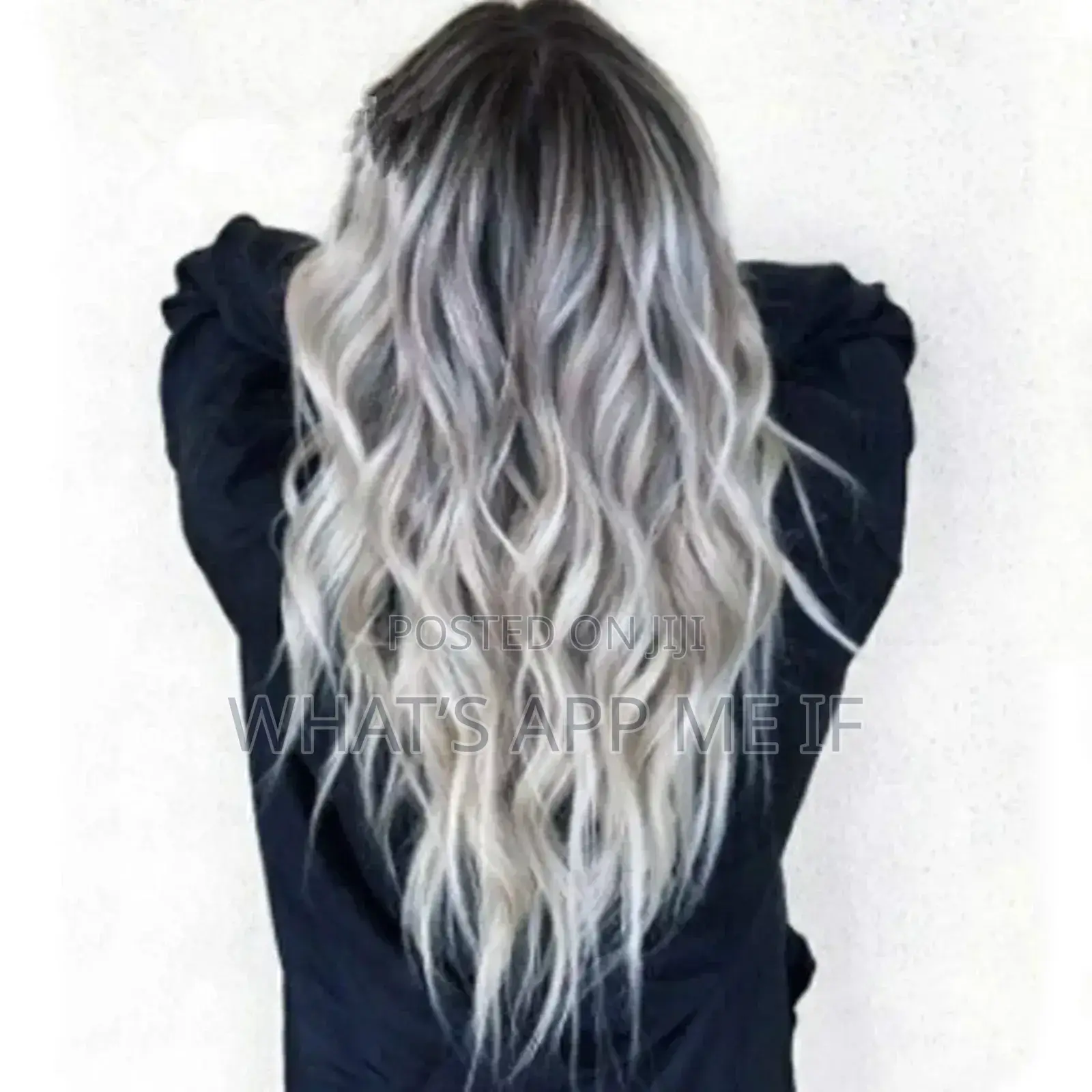 Synthetic Wig, Ombre Silver Grey Wave Natural Looking Long Wavy Full