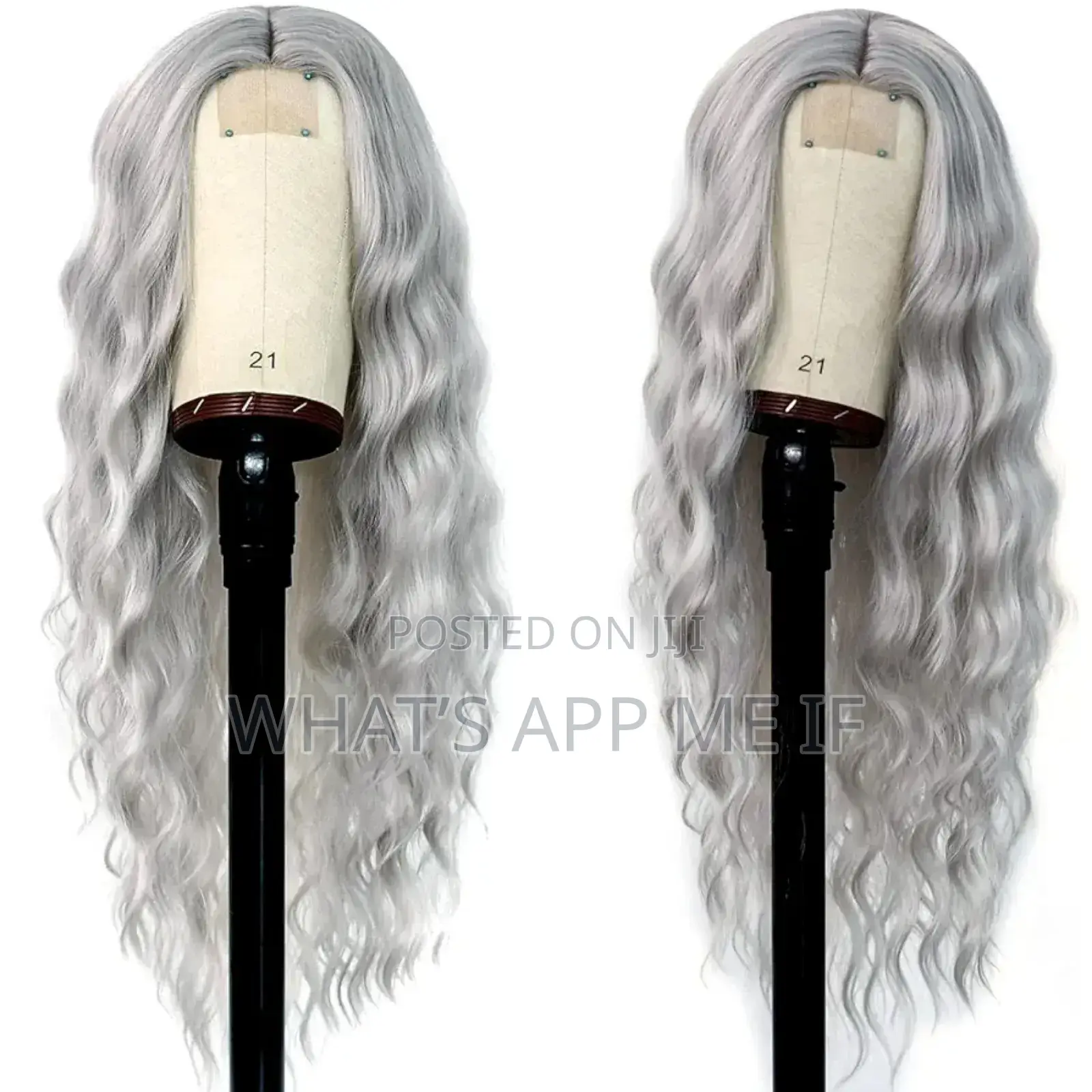 Porsmeer White Silver Wavy Wig, 26 Inch Mid Part Curly, Natural Look