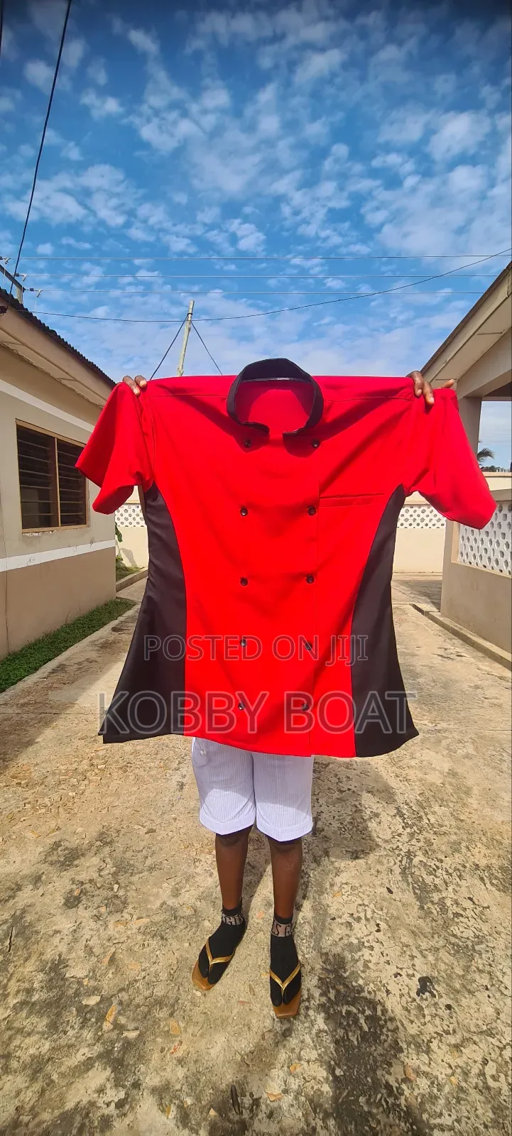 Blue and Red Chef Top Jacket