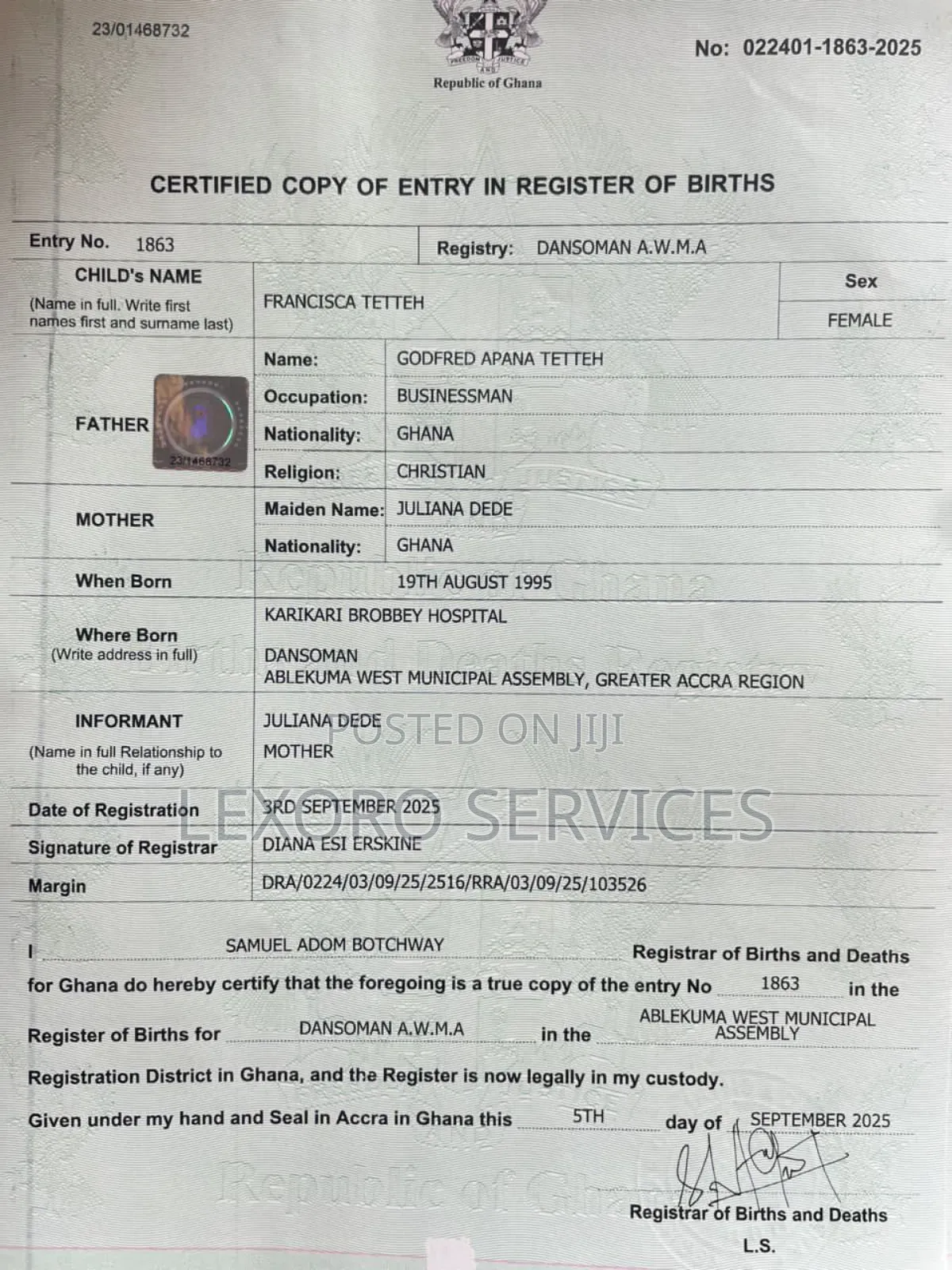 Business Registration Certificate, Passport, Driver's License