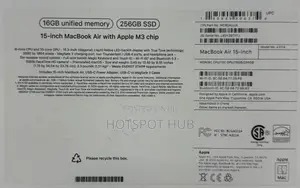 New Laptop Apple MacBook Air 16GB Apple M3 SSD 256GB