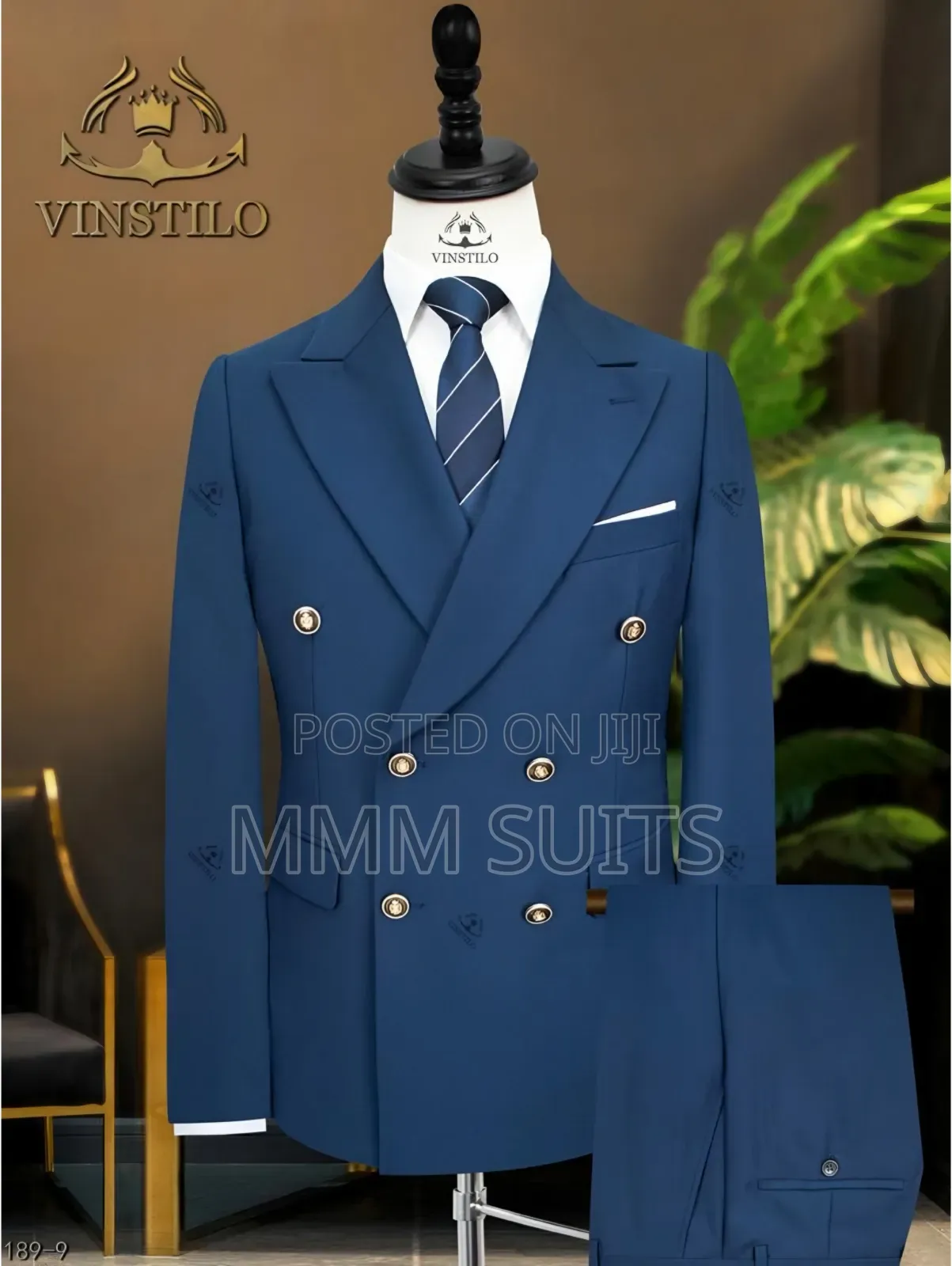 Quality Turkish 2-Piece Double-Breasted Men Suit in Teal Blue